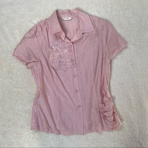 Pink vintage short sleeve button down shirt